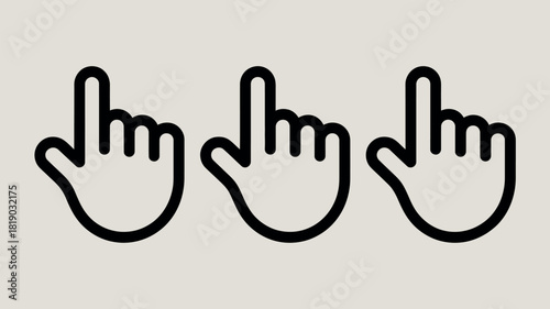 Three hand cursor icons pointing upwards against a light background