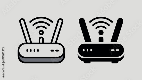 Two wireless routers with wifi signal icons