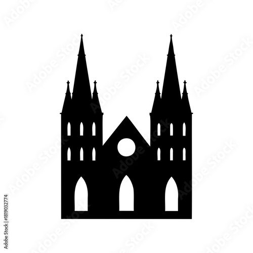 vector illustration of a church in the evening