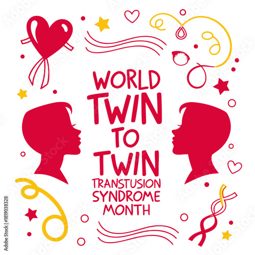 WORLD TWIN TO TWIN TRANSFUSION SYNDROME MONTH vector illustration isolated on white background