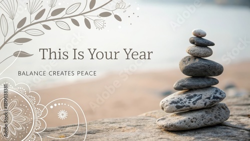 Inspirational Stone Arrangement with Motivational Quote for Balance