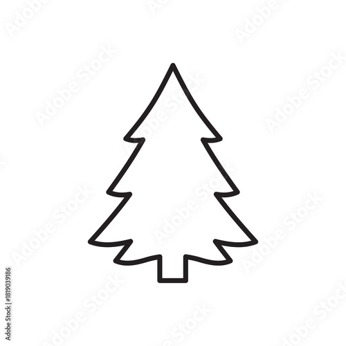 Minimalist Christmas Tree Outline Isolated on a White Background