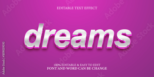 Silver Metallic Dreams Text Effect on Purple Background - Editable Typography Style
