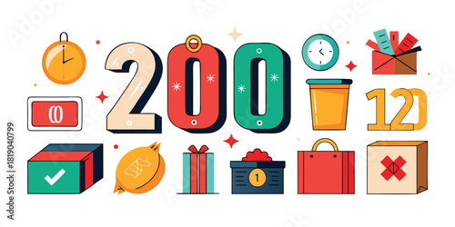 Two hundred clock timer box gift present shopping bag sale discount number deal