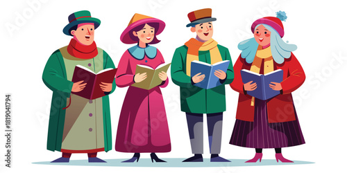 Christmas carolers singing holiday songs festive season winter choir performance joy