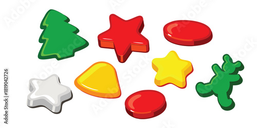 Candy sweets christmas tree star bear shapes colorful holiday treats sugar fun