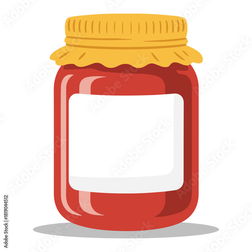 Jar vector, Transparent glass jar container filled with sweet red jam food object isolated on a white background with a lid, glass jar with jam, jar of jam vector, jar, pot, bottle, vector, can.