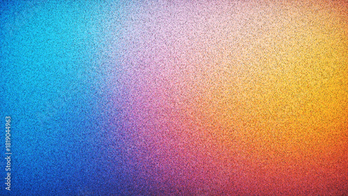 Soft grainy gradient with cool blue and warm radiant orange shades created from thousands of individual dots. Colorful texture with cinematic film grain aesthetic for minimalist creative projects
