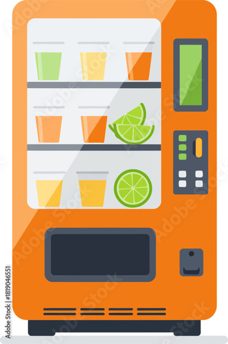 Juice Vending Machine Flat Design Vector Icon