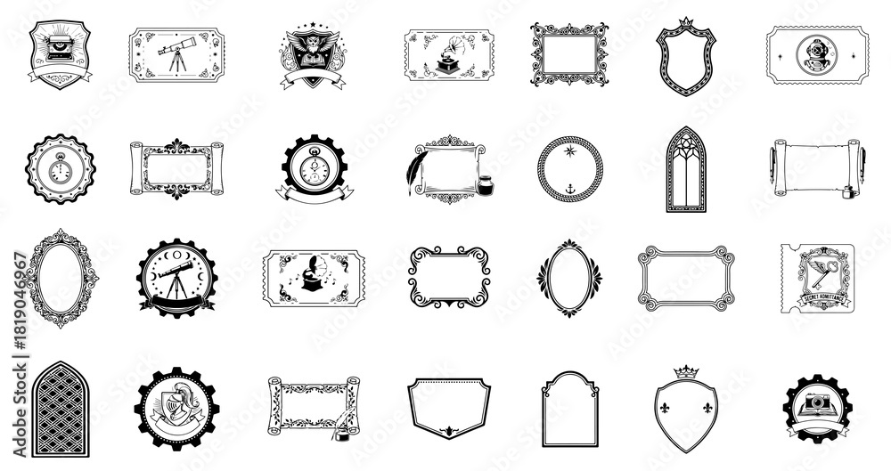 Fototapeta premium Luxury Vector Frames with Arch and Crown Details for Monograms and Logos
