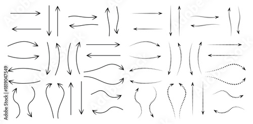 Collection of Various Hand Drawn Arrows Pointing in Different Directions