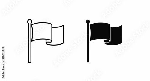 Two flag icons, one outlined and one filled in black, on a white background.