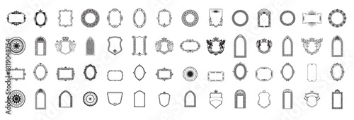 Luxury Vector Frames with Arch and Crown Details for Monograms and Logos