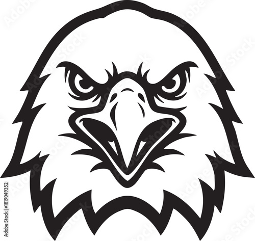 Striking Eagle Head Illustration - A Fierce and Majestic Bird of Prey Emblem