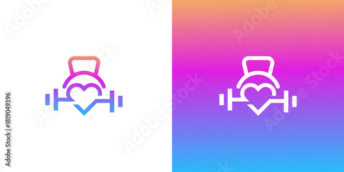Gradient Fitness Heart Icon  Health and Wellness Logo Design