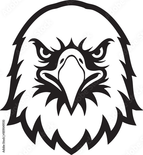 Striking graphic illustration of a majestic eagle's head, capturing the fierce determination and powerful spirit of this iconic bird of prey with an intense, focused gaze