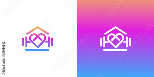 Home Gym Fitness Logo  Modern Gradient Design Concept