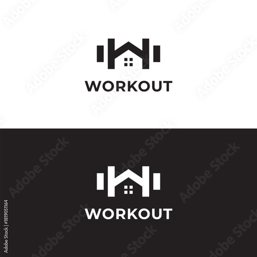 Workout Home Logo  Minimalist Monochrome Brand Identity