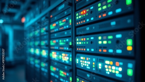 A sleek server rack with glowing indicators, embodying modern technology and innovation.