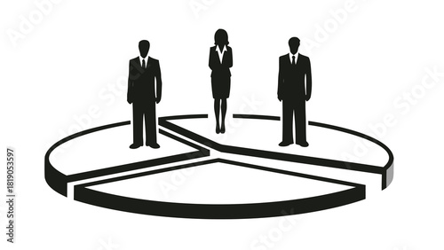 Abstract illustration depicting market share analysis with multiple competing segments presented in a dynamic and colorful visual representation