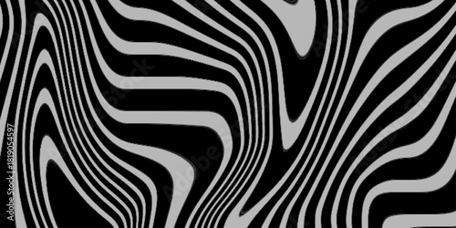 Marble texture, abstract border frame, futuristic design background. aesthetic zebra skin. Optical illusion line pattern. Liquid black and white line abstract background. Monochrome line wave .