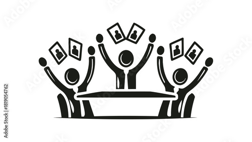 Vibrant abstract design featuring five cheerful colorful shapes symbolizing success and celebration with a modern dynamic feel