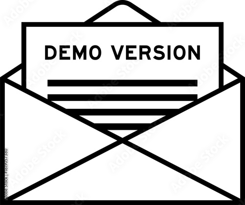 Envelope and letter sign with word demo version as the headline