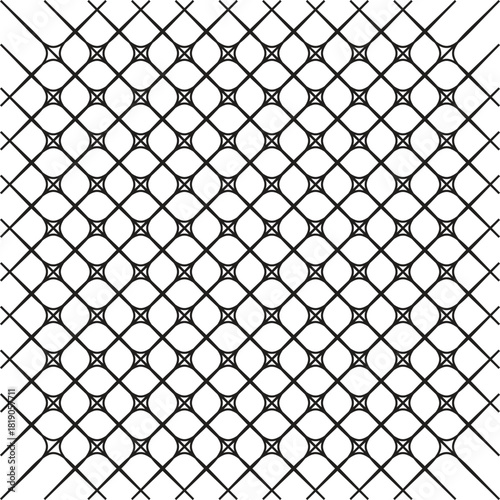 Seamless Black and White Abstract Diamond Grid Pattern Vector Background Texture Design