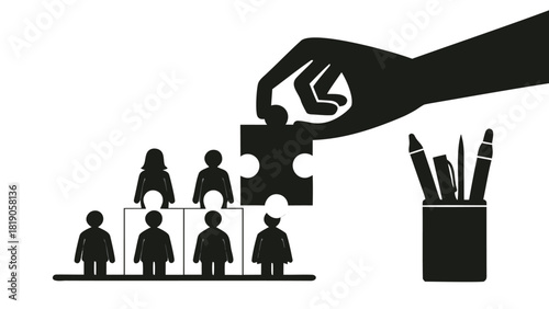 Conceptual illustration of a business team collaborating and achieving success symbolizing unity and shared goals in a professional environment