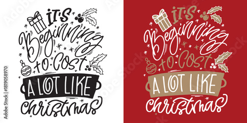 Hello 2026. Merry Christmas and Happy New 2026 Year - cute hand drawn doodle lettering postcard.  Holly Jolly, Tis the season.