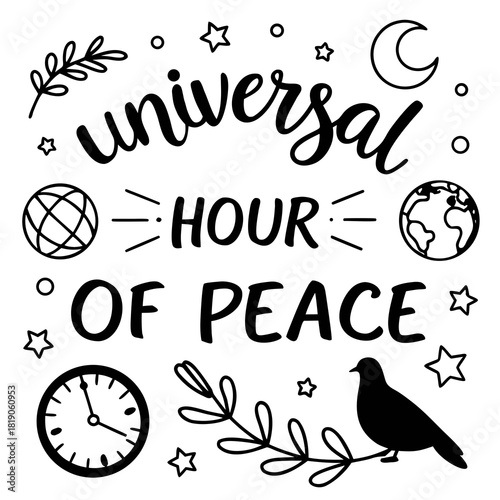 UNIVERSAL HOUR OF PEACE vector illustration 