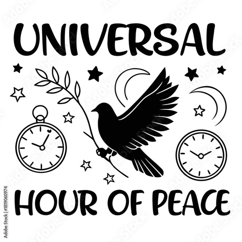 UNIVERSAL HOUR OF PEACE vector illustration 
