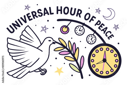 UNIVERSAL HOUR OF PEACE vector illustration 