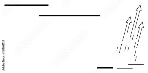 Straight lines contrast with upward-pointing arrows, symbolizing growth, movement, and progress. Ideal for success, ambition, innovation, goals leadership motion business growth. Simple flat