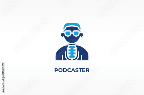 PODCASTER vector, icon or logo sign isolated symbol illustration