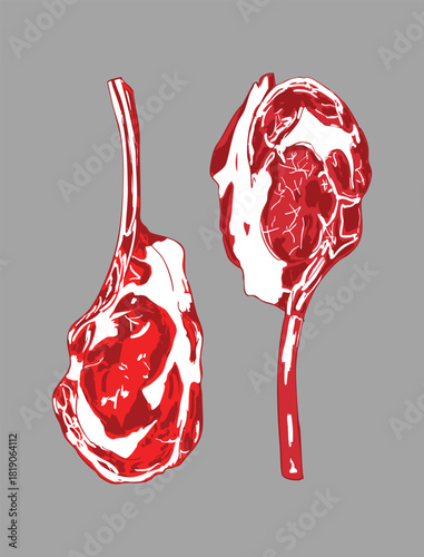 Vintage Tomahawk Steak Cut Illustration