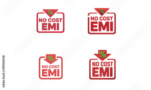 No cost emi discount label with percentage offer graphic design
