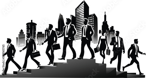 Dynamic composition featuring multiple abstract silhouettes in a vibrant color palette with a modern artistic feel suitable for diverse design applications