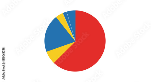 Colorful pie chart graphic showing data distribution isolated on