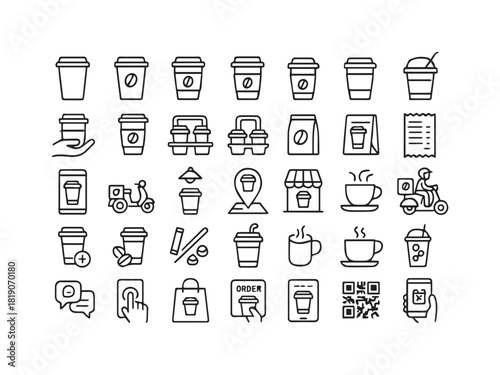Restaurant Kitchen Dining and Tableware Glyph Icons Set - Utensils Fridge and Food Service Vector