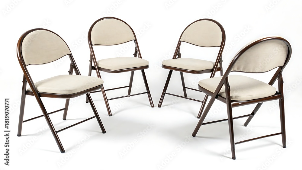 Obraz premium Group of chairs in a half-round arrangement cut out isolated on white background With shadow. AI GENERATED. 