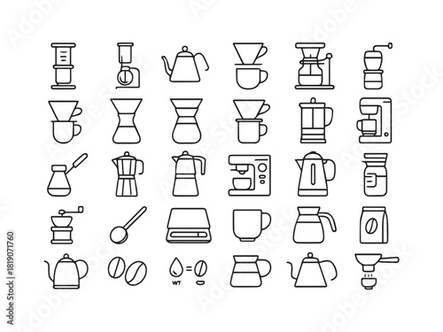 Restaurant Kitchen Cooking and Food Service Glyph Icons Set - Chef Utensils and Commercial Equipment Vector