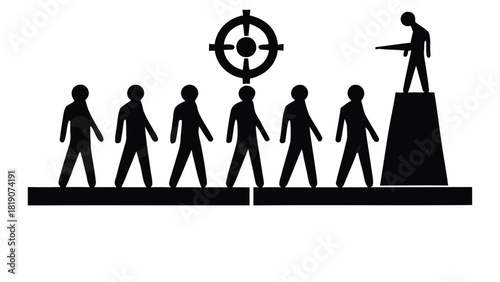 Flat vector illustration of a leader silhouette representing success leadership and achievement suitable for banners and advertisements