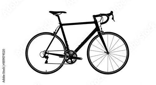 Black silhouette of a modern road bicycle with drop handlebars on a clean white background.