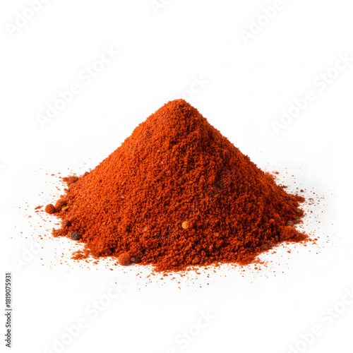 Red Chili Powder Mound Vibrant Spice Isolated on White Background