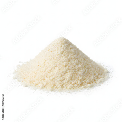 Onion Powder Off-White Fine Granules Isolated on White Background