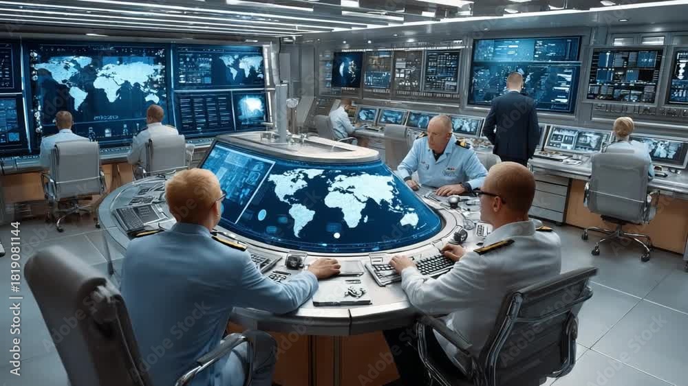 Command Center Operations: A high-tech command center, filled with ...