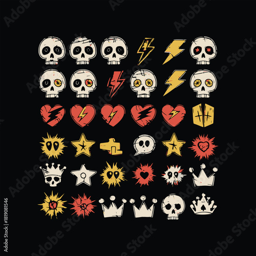 skull and crossbones with flowers cartoon vector pattern design