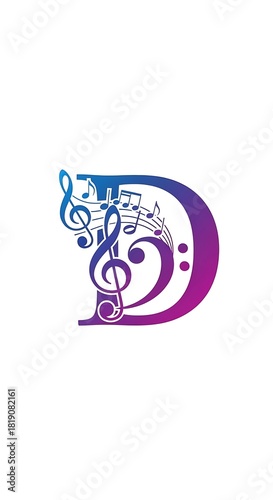 Musical Note Design Letter D.
