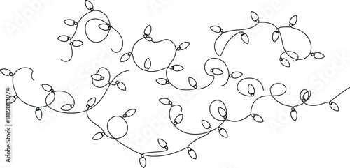 String of christmas lights in a simple line art style